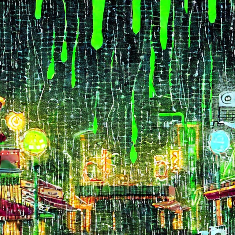 Electric Town with green rain1