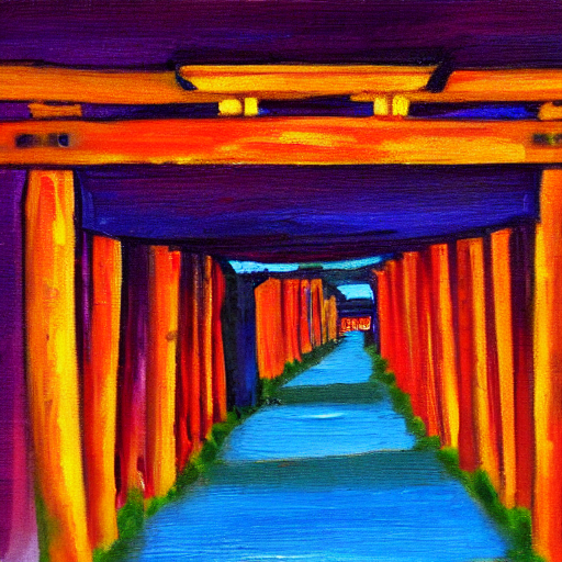 Back Alley with Torii Gate Oil Painting3