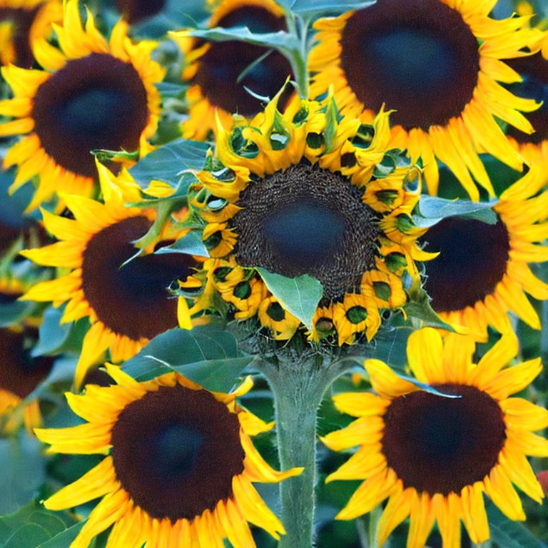 Sunflowers like eyes in a cluster1