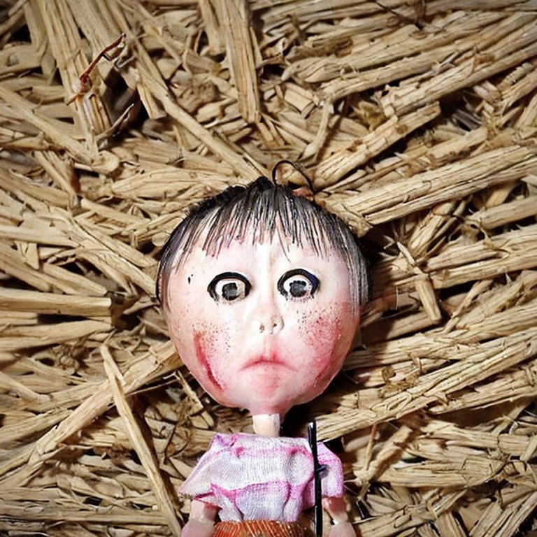 Cursed straw doll and five-sided nail Eerie expression2