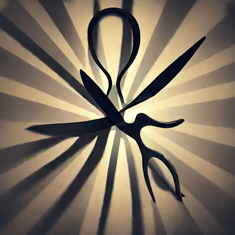 Paper cutout Delicate scissors Sunlight shining through Abstract3