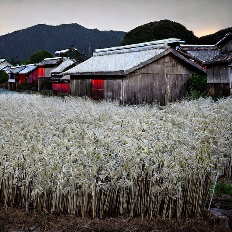 A closed village in Japan, blood spray, silver grass swaying in the dead of night6