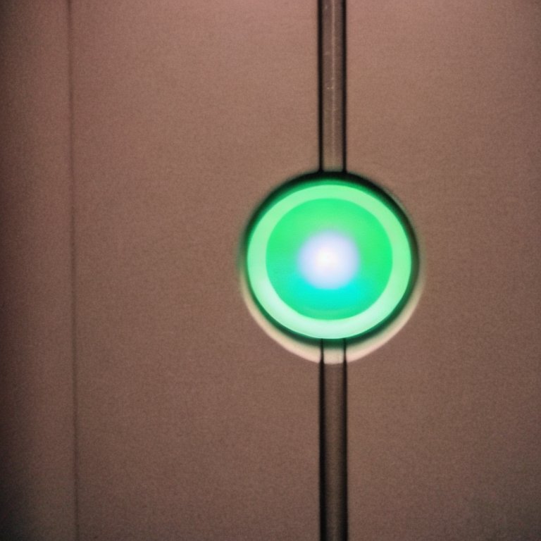 Eerily glowing floor designation button in dimly lit elevator1