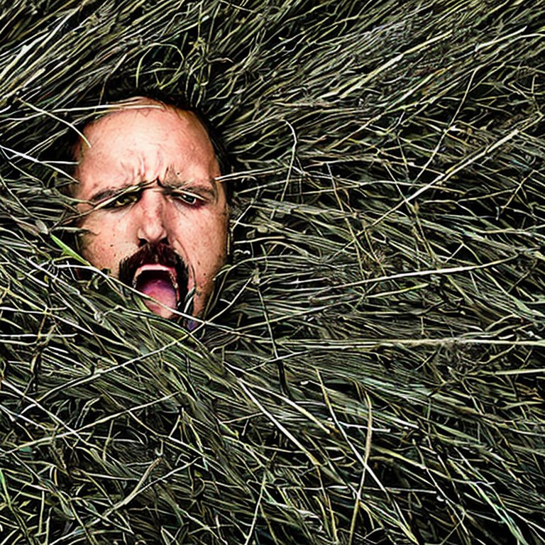 A man swallowed by a thicket of dark grass4