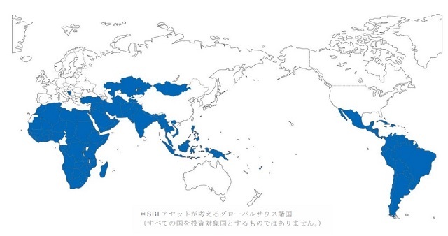 SBIアセットマネジメントの考えるグローバルサウス諸国の地図