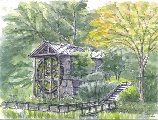 森の水車小屋（合成縮小）